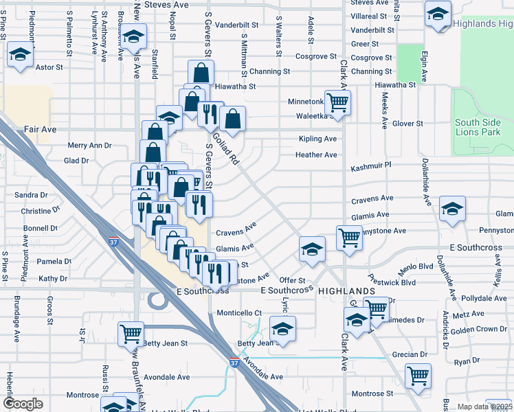 map of restaurants, bars, coffee shops, grocery stores, and more near 163 Mc Dougal Avenue in San Antonio