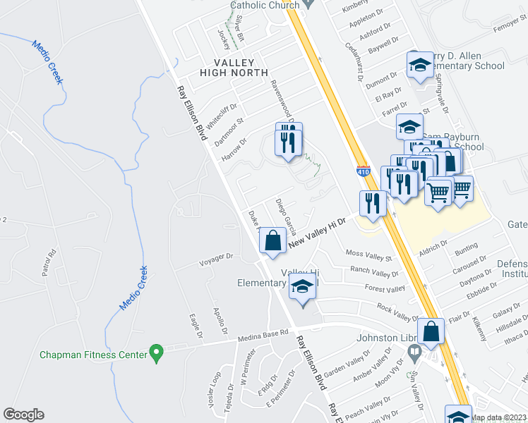 map of restaurants, bars, coffee shops, grocery stores, and more near 5311 Dannelly Field in San Antonio