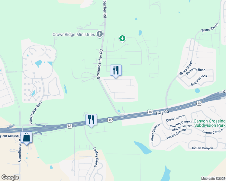 map of restaurants, bars, coffee shops, grocery stores, and more near 11707 Folsom Pass in San Antonio