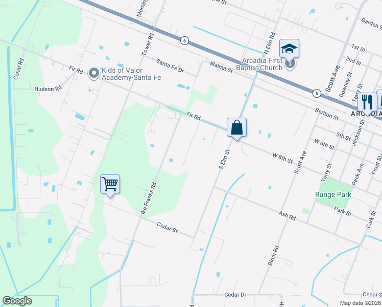 map of restaurants, bars, coffee shops, grocery stores, and more near 4705 Dickey Lane in Santa Fe