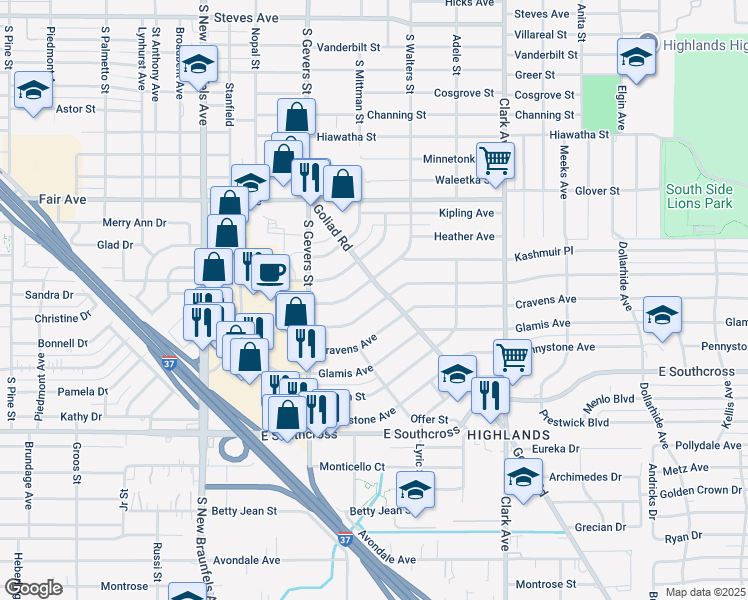 map of restaurants, bars, coffee shops, grocery stores, and more near 163 Mc Dougal Avenue in San Antonio