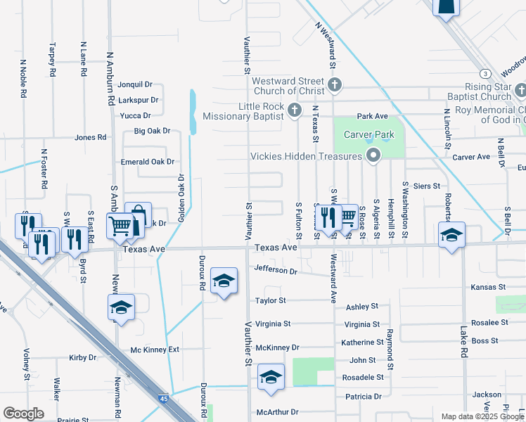 map of restaurants, bars, coffee shops, grocery stores, and more near 7310 Blue Jay Drive in Texas City