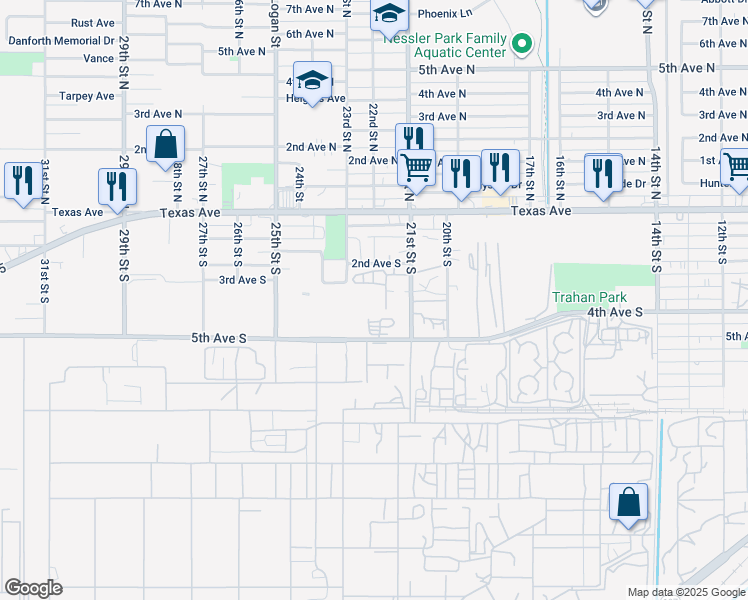 map of restaurants, bars, coffee shops, grocery stores, and more near 301 21st Avenue North in Texas City