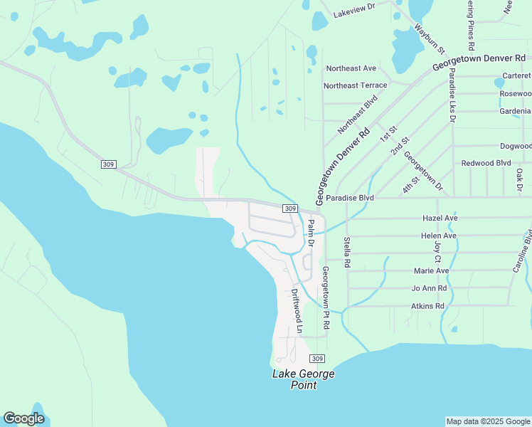map of restaurants, bars, coffee shops, grocery stores, and more near 106 Lakeview Avenue in Georgetown