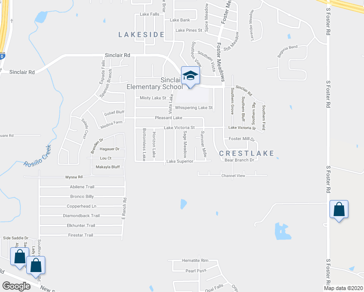 map of restaurants, bars, coffee shops, grocery stores, and more near 3543 Sage Meadow in San Antonio