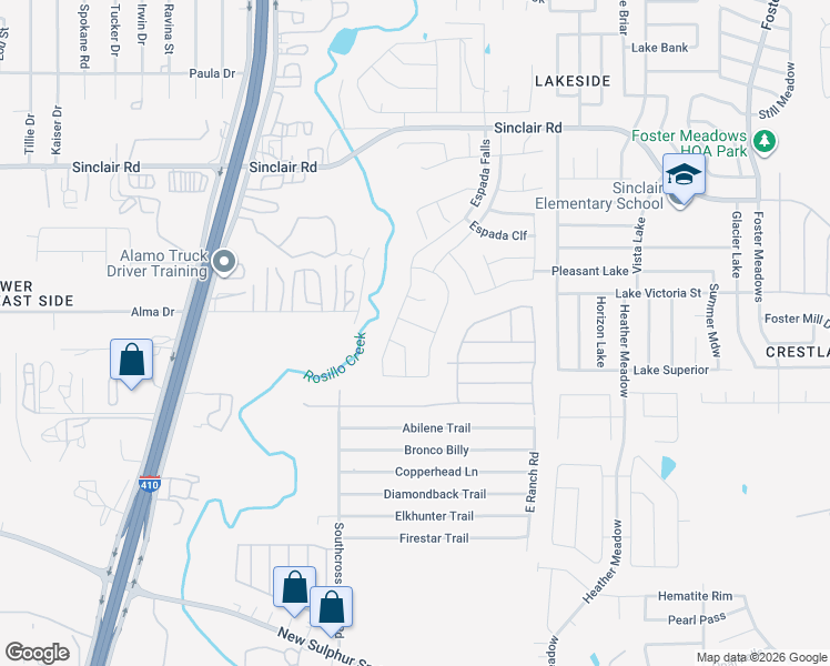 map of restaurants, bars, coffee shops, grocery stores, and more near 5519 Toledo Breeze in San Antonio