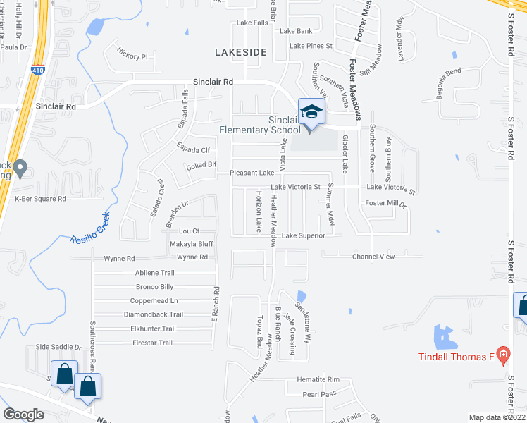 map of restaurants, bars, coffee shops, grocery stores, and more near 3534 Horizon Lake in San Antonio