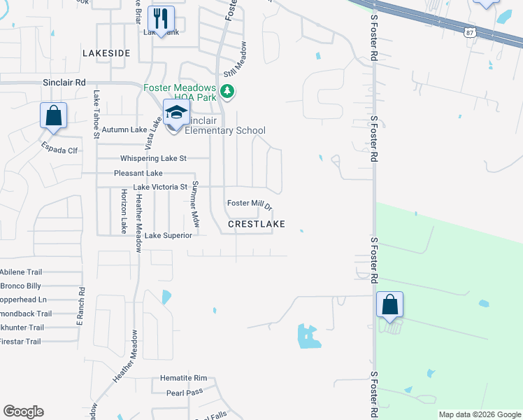map of restaurants, bars, coffee shops, grocery stores, and more near 3518 Eagle Creek in San Antonio