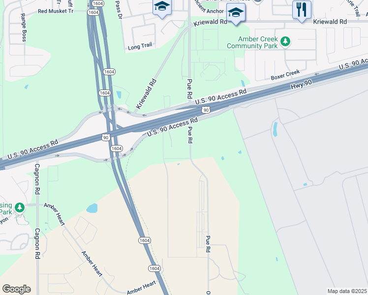map of restaurants, bars, coffee shops, grocery stores, and more near 10346 U.S. 90 Access Road in San Antonio