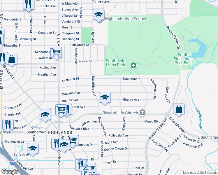 map of restaurants, bars, coffee shops, grocery stores, and more near 757 Cravens Avenue in San Antonio