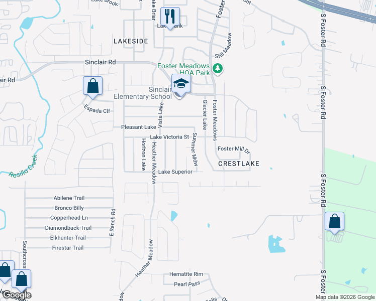 map of restaurants, bars, coffee shops, grocery stores, and more near 3550 Sage Meadow in San Antonio