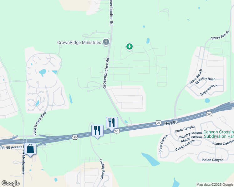 map of restaurants, bars, coffee shops, grocery stores, and more near 11707 Folsom Pass in San Antonio
