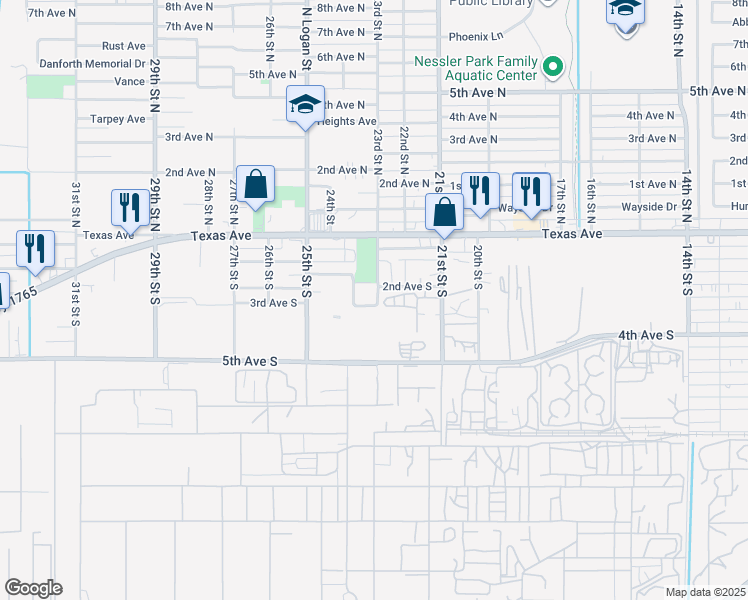 map of restaurants, bars, coffee shops, grocery stores, and more near 2304 3rd Avenue South in Texas City