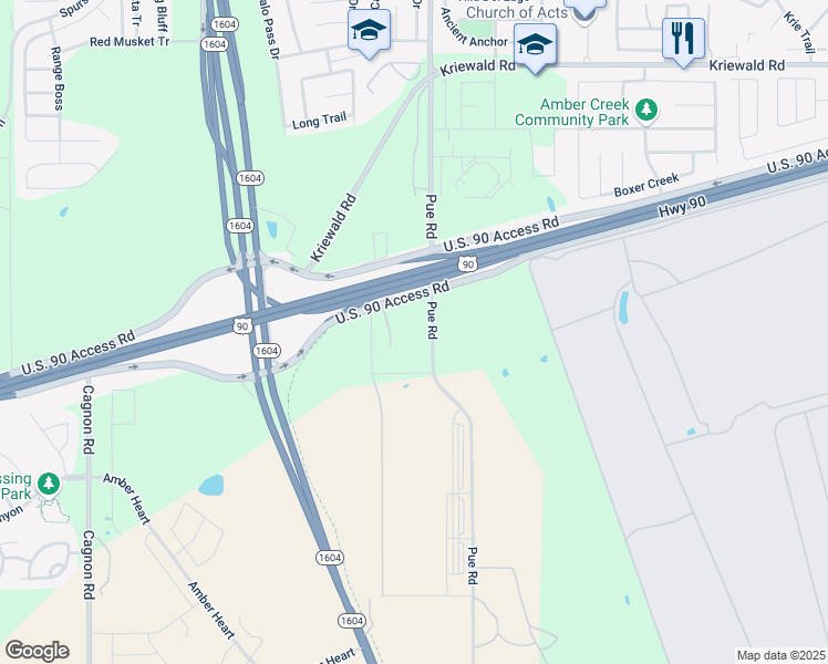 map of restaurants, bars, coffee shops, grocery stores, and more near 10346 U.S. 90 Access Road in San Antonio