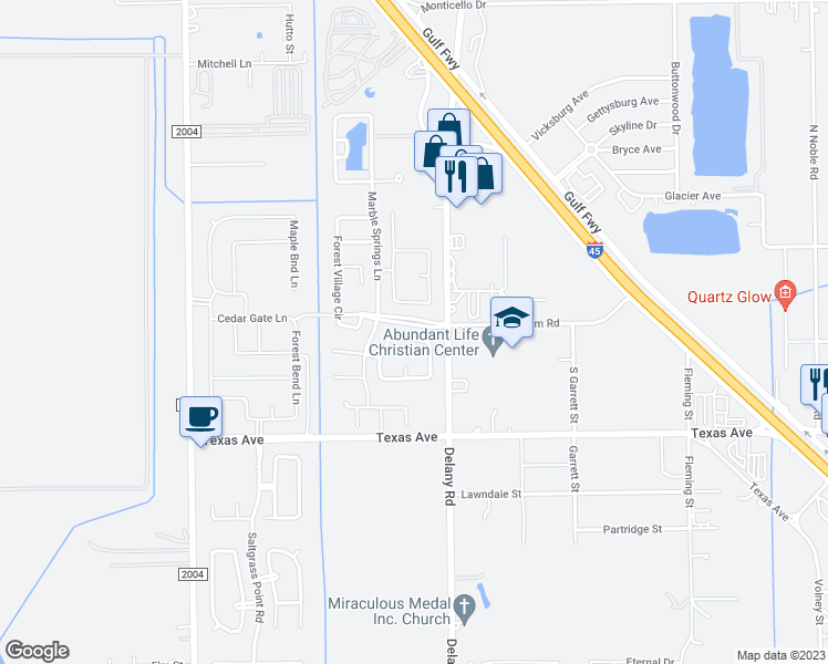 map of restaurants, bars, coffee shops, grocery stores, and more near 622 Catalina Cove Lane in La Marque