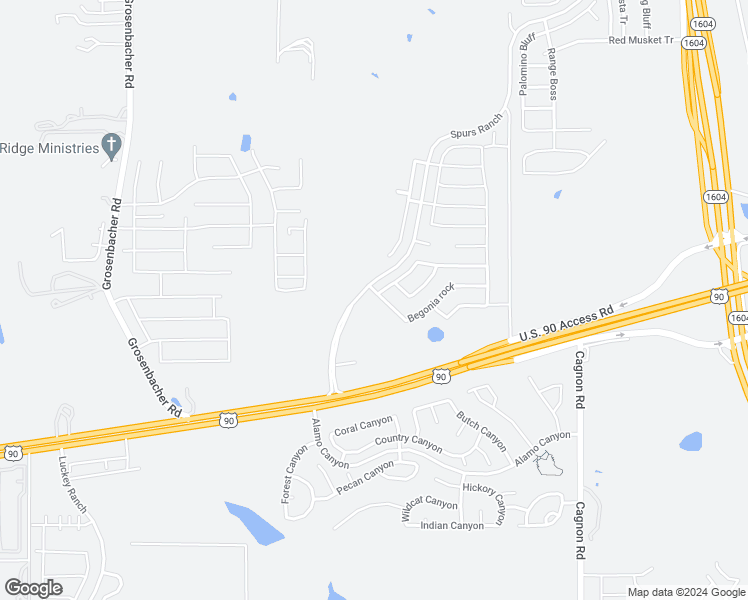 map of restaurants, bars, coffee shops, grocery stores, and more near 11342 Begonia rock in San Antonio