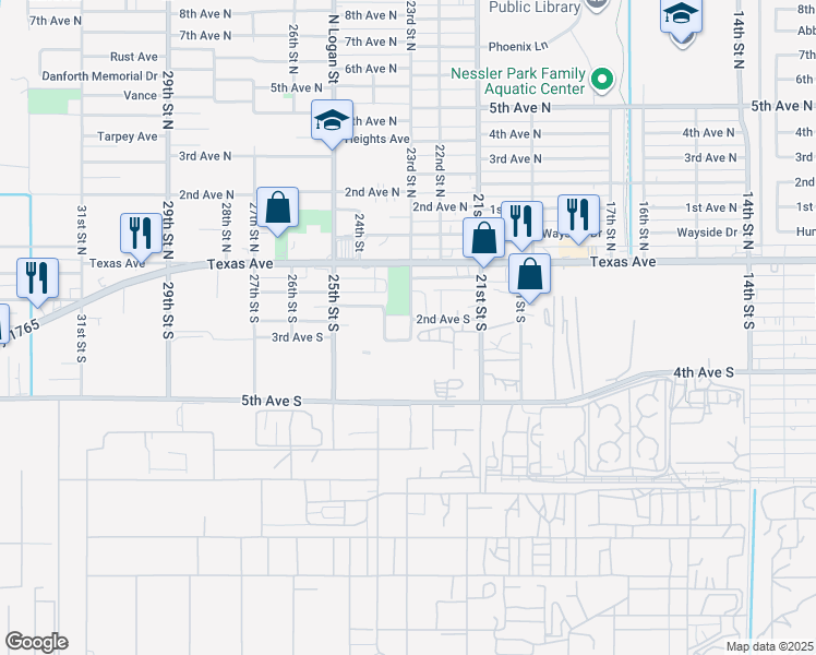 map of restaurants, bars, coffee shops, grocery stores, and more near 2304 3rd Avenue South in Texas City