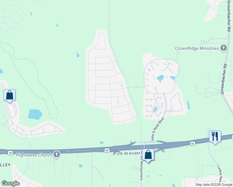 map of restaurants, bars, coffee shops, grocery stores, and more near Freedom Way Road in San Antonio