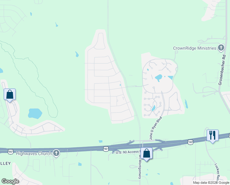 map of restaurants, bars, coffee shops, grocery stores, and more near Freedom Way Road in San Antonio