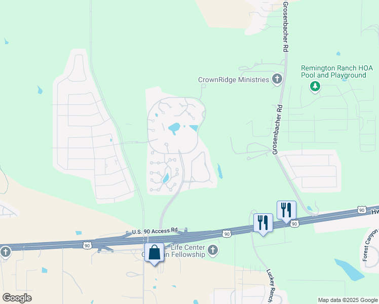 map of restaurants, bars, coffee shops, grocery stores, and more near 5200 John D Ryan Boulevard in San Antonio