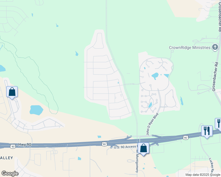 map of restaurants, bars, coffee shops, grocery stores, and more near Freedom Way Road in San Antonio