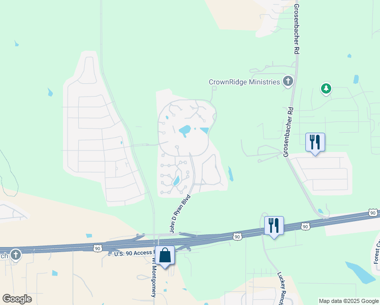 map of restaurants, bars, coffee shops, grocery stores, and more near 5200 John D Ryan Boulevard in San Antonio