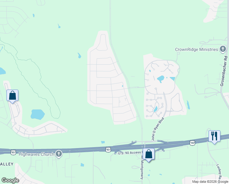 map of restaurants, bars, coffee shops, grocery stores, and more near Freedom Way Road in San Antonio