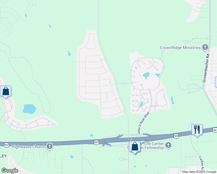 map of restaurants, bars, coffee shops, grocery stores, and more near Freedom Way Road in San Antonio