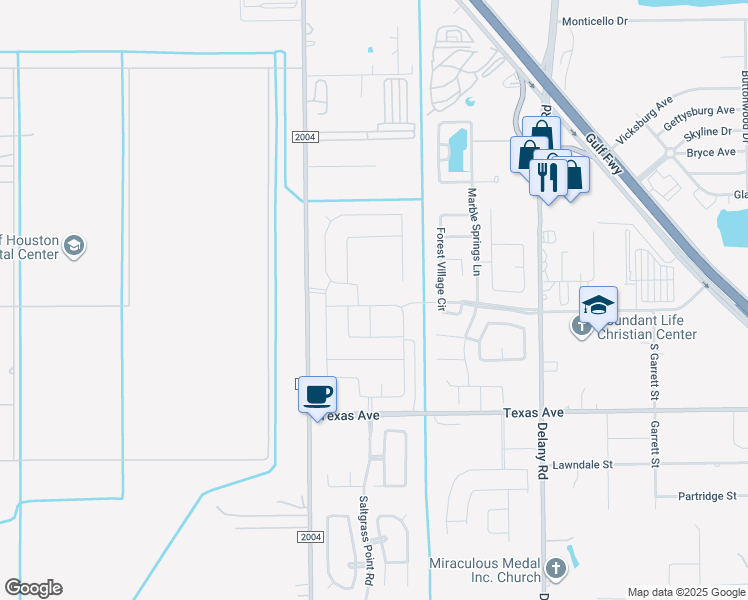 map of restaurants, bars, coffee shops, grocery stores, and more near 740 Cedar Gate Lane in La Marque