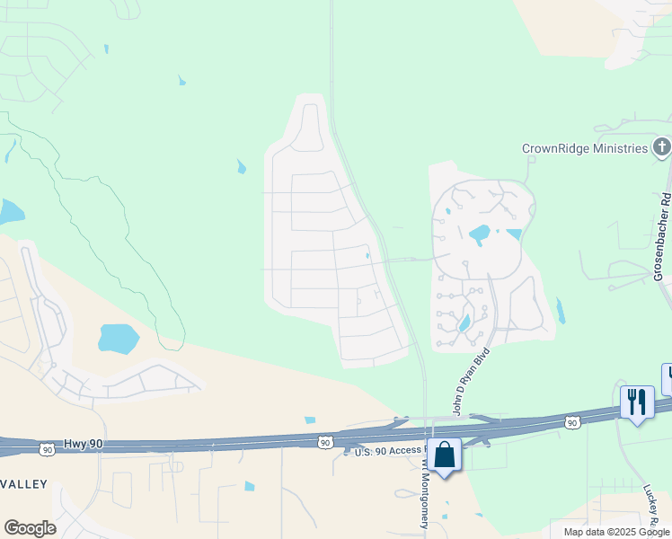 map of restaurants, bars, coffee shops, grocery stores, and more near Freedom Way Road in San Antonio