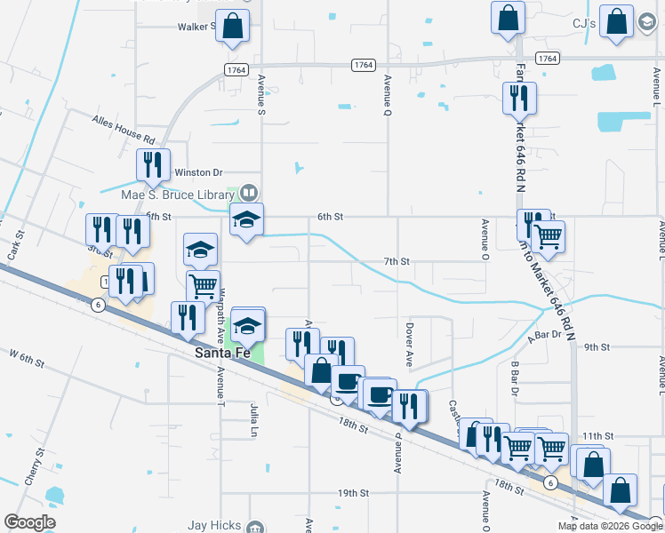 map of restaurants, bars, coffee shops, grocery stores, and more near 13131 7th Street in Santa Fe