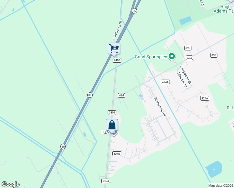 map of restaurants, bars, coffee shops, grocery stores, and more near 3503 Farm to Market Road 2403 in Alvin