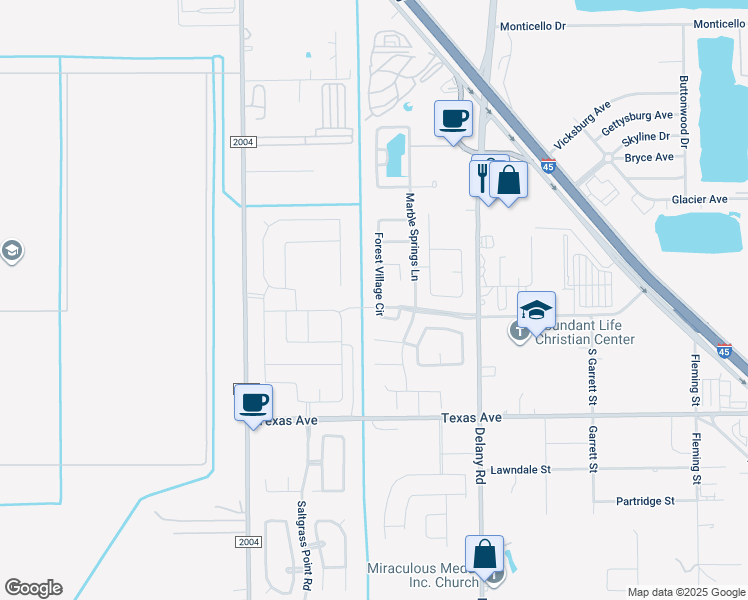 map of restaurants, bars, coffee shops, grocery stores, and more near 532 Forest Village Circle in La Marque