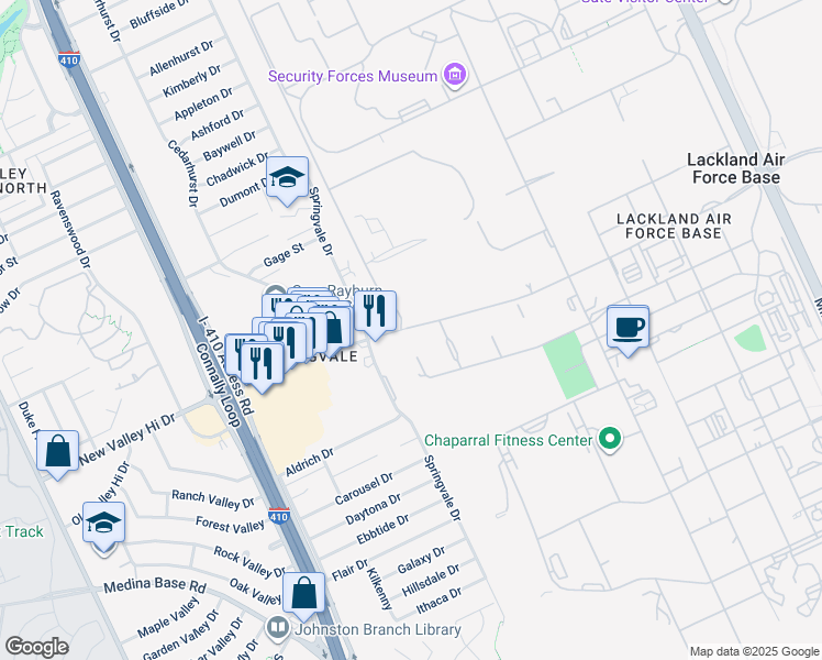 map of restaurants, bars, coffee shops, grocery stores, and more near 1033 Truemper Street in San Antonio