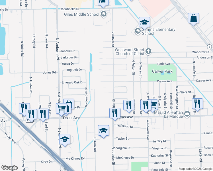 map of restaurants, bars, coffee shops, grocery stores, and more near 7502 Canary Circle in Texas City