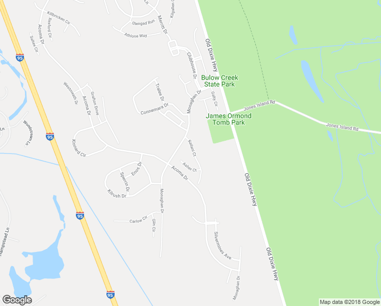 map of restaurants, bars, coffee shops, grocery stores, and more near 3152 Kailani Court in Ormond Beach