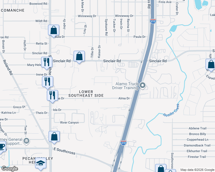 map of restaurants, bars, coffee shops, grocery stores, and more near in San Antonio