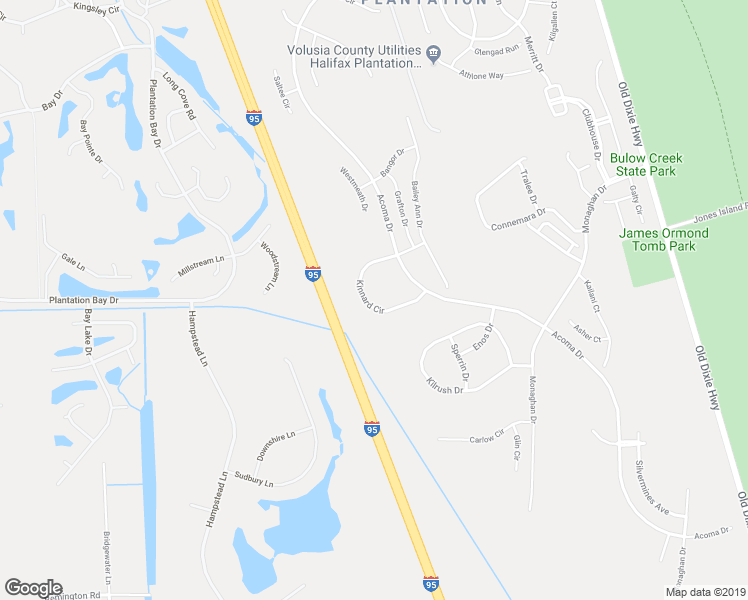 map of restaurants, bars, coffee shops, grocery stores, and more near 1423 Kinnard Circle in Ormond Beach