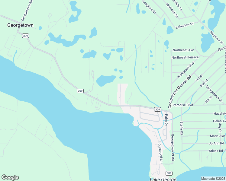 map of restaurants, bars, coffee shops, grocery stores, and more near 1546 Co Road 309 in Georgetown