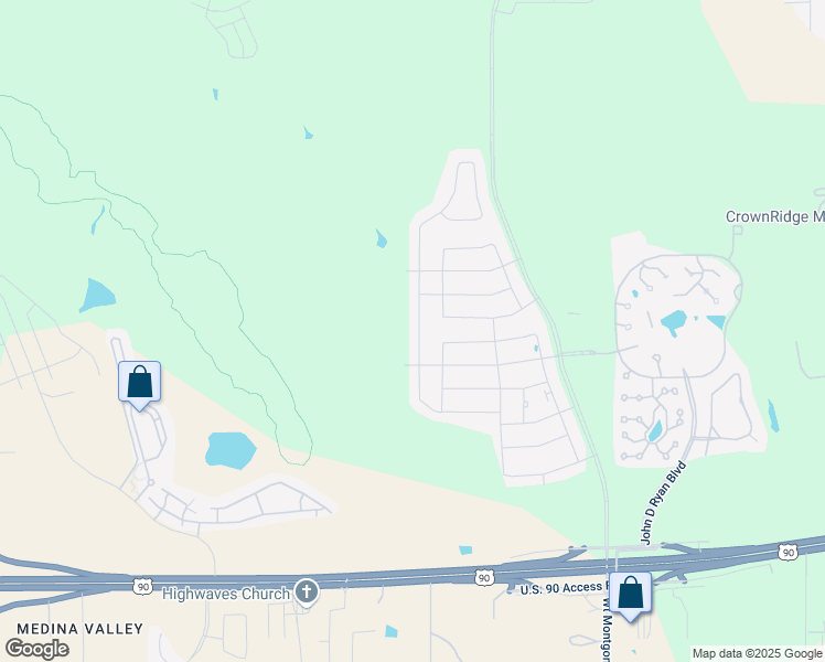 map of restaurants, bars, coffee shops, grocery stores, and more near Freedom Way Road in San Antonio