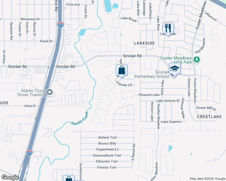 map of restaurants, bars, coffee shops, grocery stores, and more near 3830 Spanish Branch in San Antonio