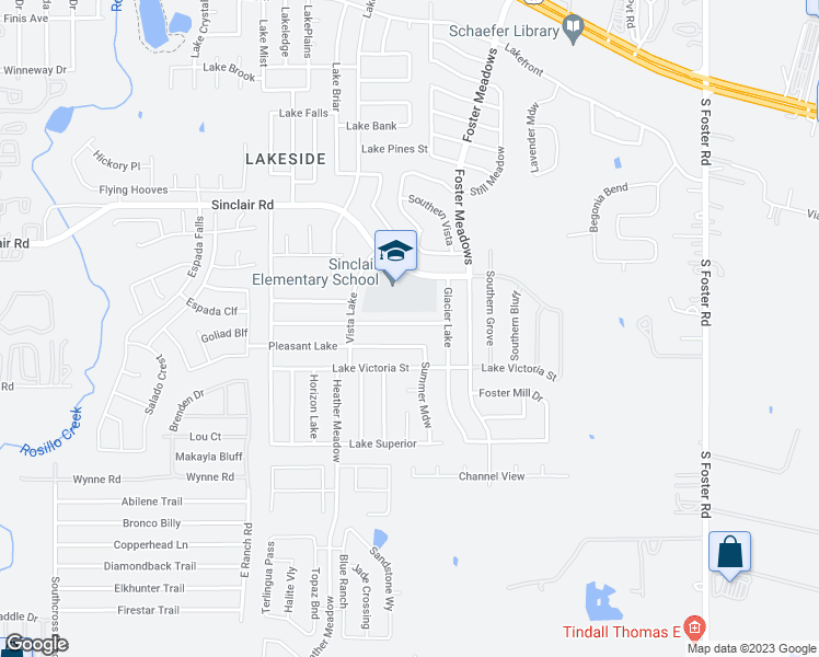 map of restaurants, bars, coffee shops, grocery stores, and more near 6046 Whispering Lake Street in San Antonio