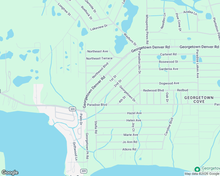 map of restaurants, bars, coffee shops, grocery stores, and more near 124 2nd Street in Georgetown