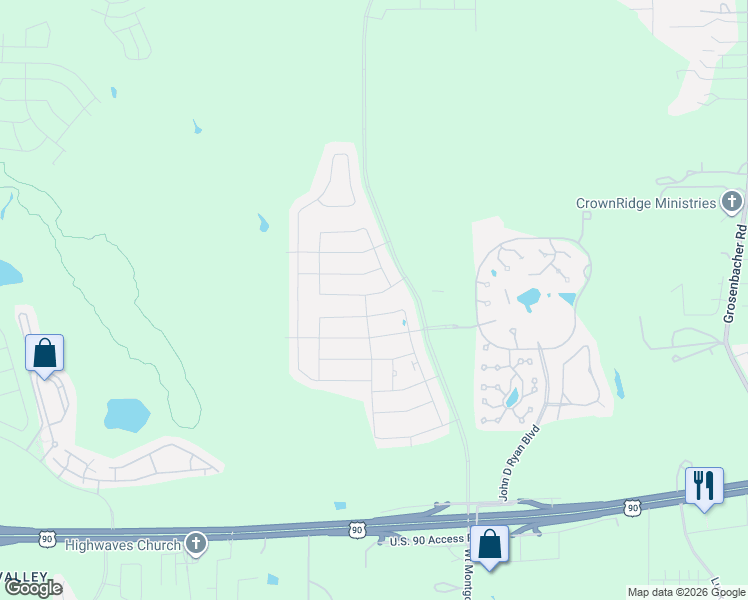 map of restaurants, bars, coffee shops, grocery stores, and more near Freedom Way Road in San Antonio