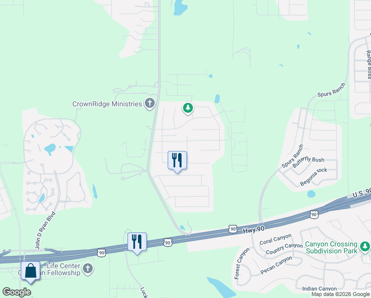 map of restaurants, bars, coffee shops, grocery stores, and more near 3690-3998 Grosenbacher Road in San Antonio