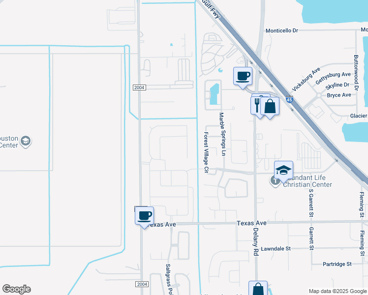 map of restaurants, bars, coffee shops, grocery stores, and more near 532 Forest Village Circle in La Marque