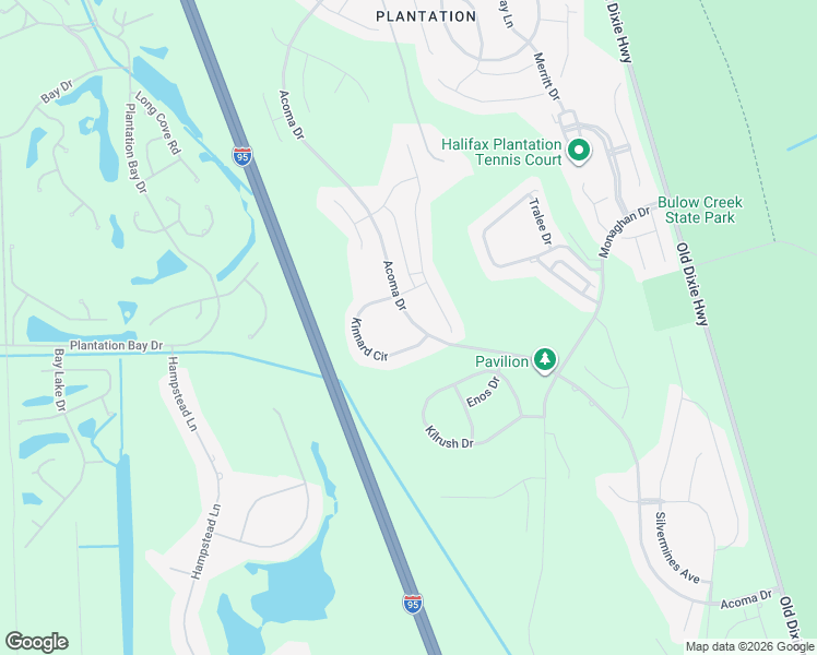 map of restaurants, bars, coffee shops, grocery stores, and more near 3250 Acoma Drive in Ormond Beach