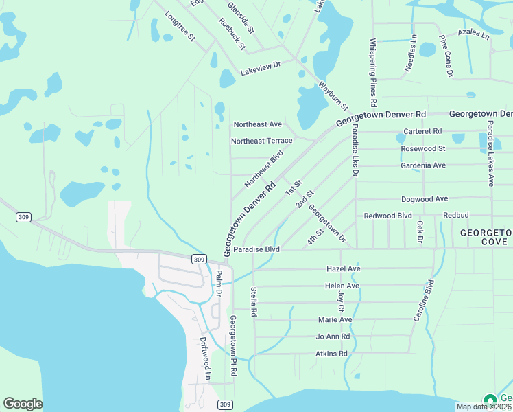 map of restaurants, bars, coffee shops, grocery stores, and more near 122 1st Street in Georgetown