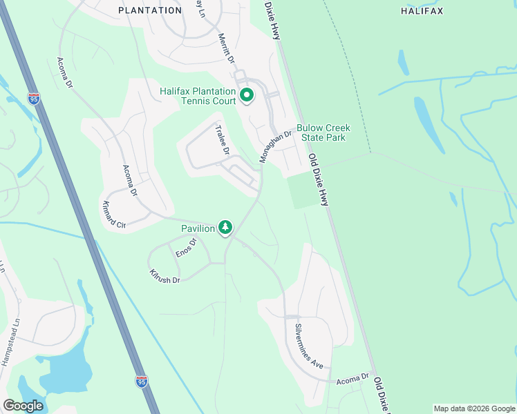 map of restaurants, bars, coffee shops, grocery stores, and more near 3162 Kailani Court in Ormond Beach