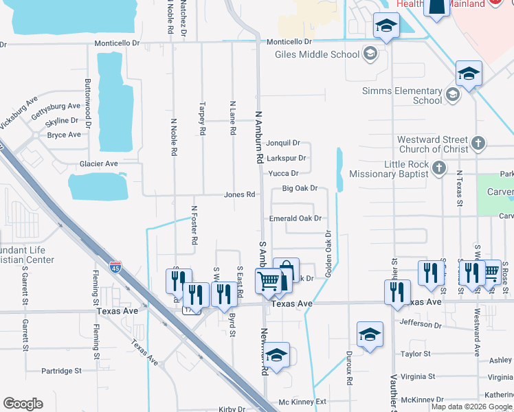 map of restaurants, bars, coffee shops, grocery stores, and more near 23 Heritage Oaks Drive in Texas City